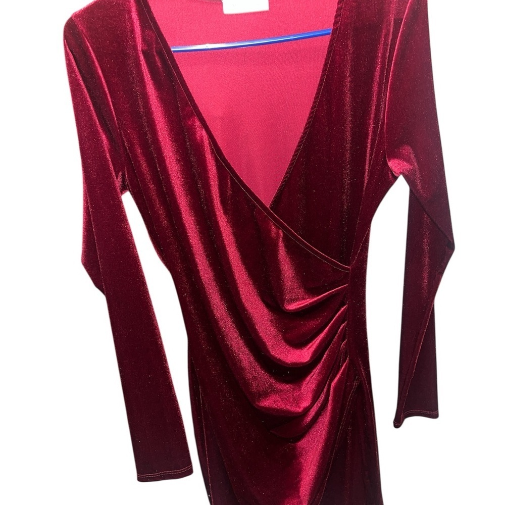 Elegant Deep Red Velvet Dress
